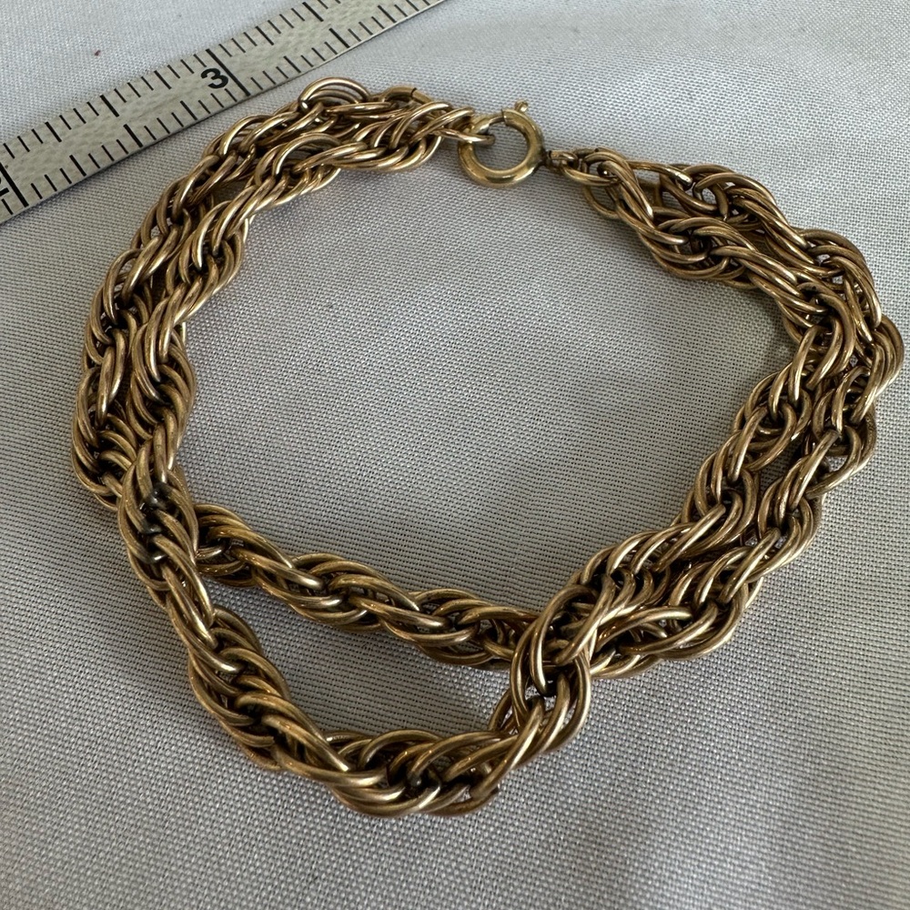Vintage matte goldtone twisted chain bracelet